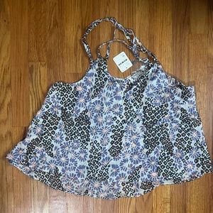 Free People multi colored tank top with clear beading